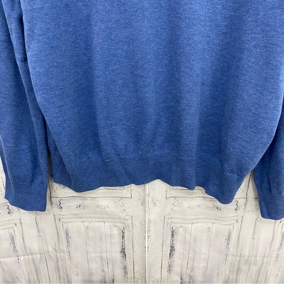 Polo Ralph Lauren Mens Large Solid Blue Sweater V Neck Long Sleeve Pima Cotton - Picture 2 of 7